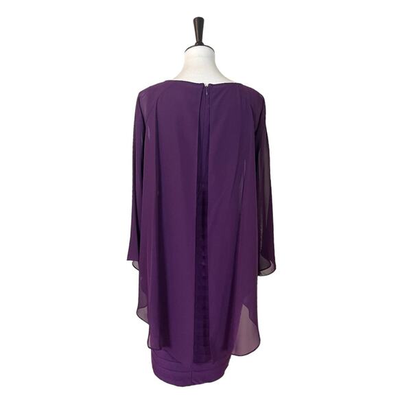 Adrianna Papell NEW Poncho Banded Dress Cocktail Tiered Chiffon Women’s Size 8 - Picture 4 of 14